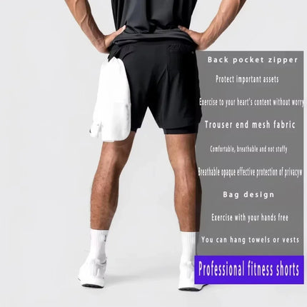 One Piece Men's Double Shorts Roronoa Zoro Japanese Anime Fake Two-Piece Summer 2-in-1 Fitness Sports Quick-Drying Y2K Shorts