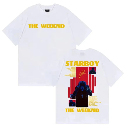 Rapper The Weeknd Starboy Album 2026 Merch T-Shirt Men's Summer Street Gothic Hip-Hop Vintage Cotton Short Sleeve Casual T-shirt