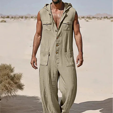 European  American Men's Street Fashion Workwear Jumpsuit Summer Thin Breathable Casual Sportswear 2025 New Style