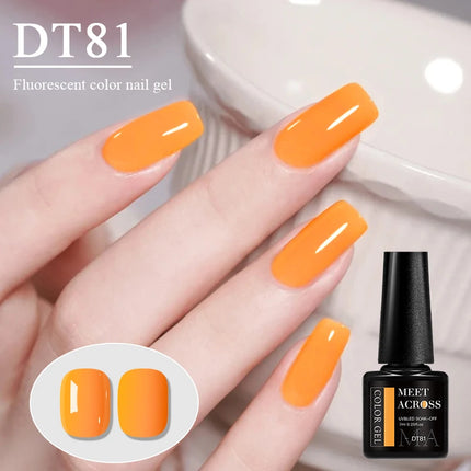 7ml MEET ACROSS Fluorescent Color Nail Gel Polish Are Suitable For Fashionable Nail Art Spring And Summer Gel Valentine'S Day