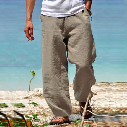2026 New Men's Beach Pants Joggers Fashion Cotton Linen Sweatpants Casual Pants Hawaiian Vacation Loose Spring/Summer Long M-4XL