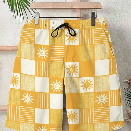 2025 Summer New 3D Japanese Wave Print Men's Street Hip-Hop Casual Shorts Men's Summer Swim Shorts Drawstring Casual Shorts