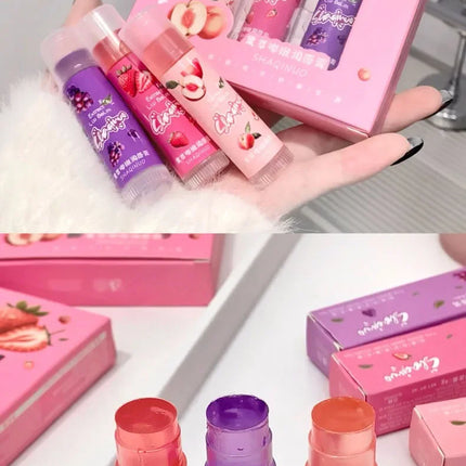 Jelly Fruit Lip Balm Plant Extract Moisturizing & Nourishing Lip Pomade Lasting Hydrating Lip Gloss Care Juicy Peach Lipsticks