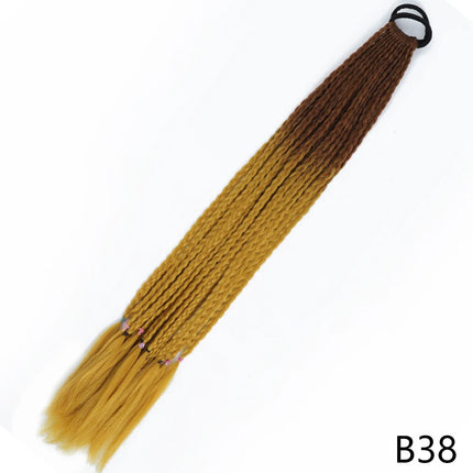 AZQUEEN Synthetic Gradient Color Dirty Braided Ponytail 60CM Elastic Rubber Band Braiding Pony Tail Hair Extensions For Girls