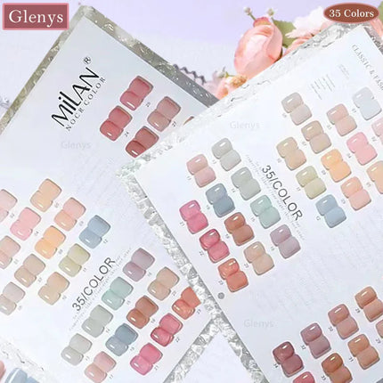 Glenys 35 color nail polish glue popular semi permanent immersion gel color card UV LED nail salon art varnish gel set