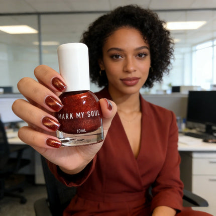 S166 Rust Berry 10ml No-Bake Cat Eye Nail Polish. Crystal Berry color series base with berry red fragments. Quick-drying