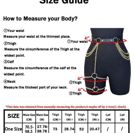 Women Fashion Full Body Belt with Chains Street Style Cool Punk Pu Leather Belt With Leg Decorative Belt Goth Clothing Accessory