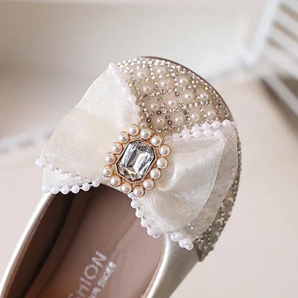 Girls' Princess Shoes, Sweet Bow Sequins, Fashionable Single Shoes, Children's Soft Soled Anti Slip Temperament Dress Shoes