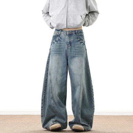 Wide Leg Denim Pants Male Loose Cowboy Mopping Trousers Baggy Men's Jeans Fashion Handsome Washed Streetwear Casual