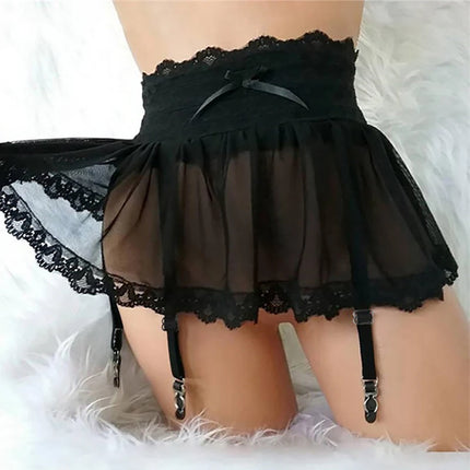 Plus Size 2XL Sexy Crotchless Women Suspenders Bodysuit High Waist Sexy Garter Belt G-string Female Mesh Transparent Underpants