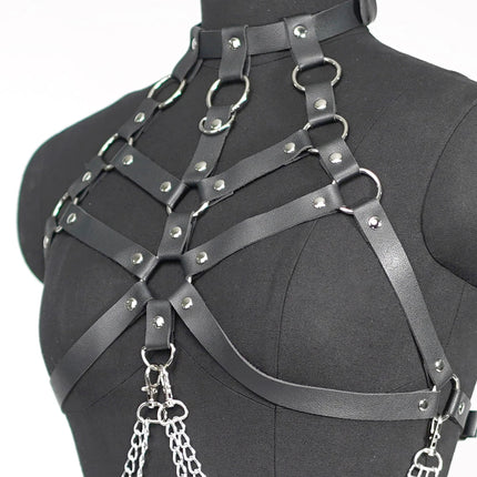 Women Sexy Harness Belt Body Chain Harness Leather Lingerie Bdsm Bondgae Lingerie Gothic Fetish Clothing Festival Rave Outfit