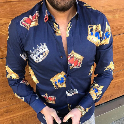 2024 Men's  Long Sleeve Shirt Casual All-match Fashion Street Men's Shirt Lapel Single-breasted Long Sleeve Top Men's Clothing