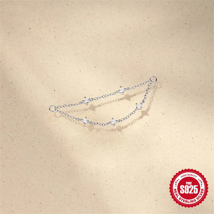 CANNER 1PC 925 Sterling Silver Chain Tassel Piercing Earrings Chain Charm Accessories For Woman Shiny Earring Fine Jewelry Gift