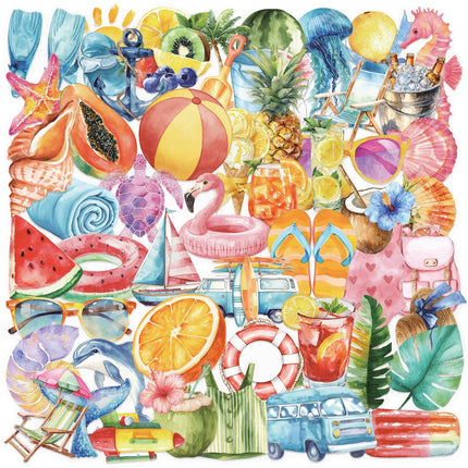 50/100PCS Summer Beach Refreshing Series PET Stickers Luggage Notebook Water Cup Computer Label Stickers