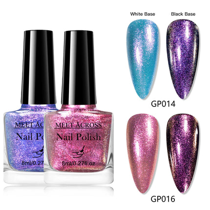 2pcs Chameleon Nail Polish Kit 8ml Natural Dry Saving Time Long Lasting Glitter Nail Art Polish For Manicure DIY Nail Supplies