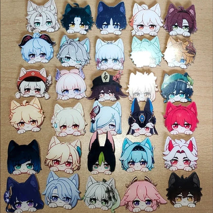 Game Impact Fontaine Neuvillette Wriothesley Rabbit Ears Small Hands Acrylic Badge Backpack Button Brooch Accessories Gifts