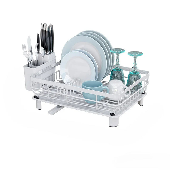 Home Drying Rack Dish Drainer Whth Drainboard Light Duty Blak Countertop Utensil Organizer Kitchen Accessorier Dish Storagerack