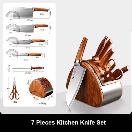 Professional Full 7 PCS Knife Set Stainless Steel Kitchen Knives Sets Best Kitchen Slicing with Knife Storage Block for Easy Kit