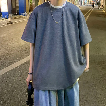 Men's Cotton T-shirts White Men's Casual Summer Wear Oversized T Shirt Solid Tee Shirts for Men 5XL Big Size Male Clothes