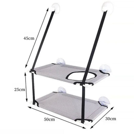Cat Hammock Window Bed, Double-Decker Tunnel with Suction Cups, Hanging Sunny Seat for Kittens, Winter Wall Mount Pet Sofa