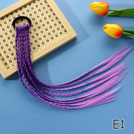 AZQUEEN Synthetic Colored Long Braided Ponytail Extensions With Elastic Band Rainbow Braid Pony Tail Hairpiece For Girl Kids