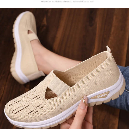 2025 New Mesh Women Vulcanized Shoes High Quality Women Sneakers Slip On Flats Shoes Women Loafers Plus Size 42 Walking Flat