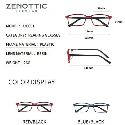 ZENOTTIC Fashion Rectangle Prescription Glasses Men Myopia Eyewear Fashion Women Hyperopia/Progressive Optical Eyeglasses