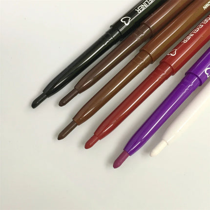 6 Colors Eyeliner Pencil Waterproof Long-lasting Red Black Brown Eyeliner Easy Wearing Quick Dry Smooth Eye Liner Gel Eye Makeup