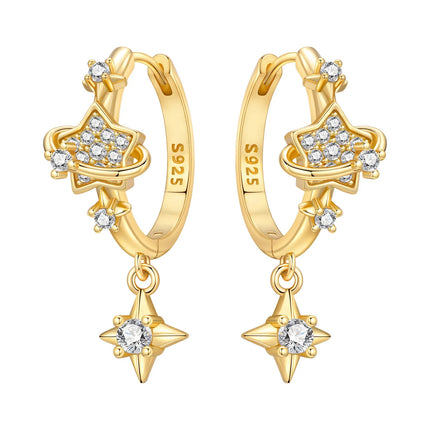 Original 2026 S925 Sterling Silver Zircon 18K Gold Lining Vintage Hoop Earrings for Women Birthday Party Wedding Gift Jewellery
