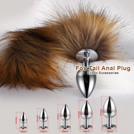 Sex Shop 5 Sizes Metal Butt Plug Fetish Fox Tail Intimate Toys Bdsm Anal Extender Dilator Products Erotic Games Goods For Adults