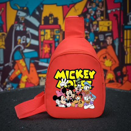 Mickey & Minnie Small Sling Chest Bag, Casual Shoulder Bag, Lightweight Cute Crossbody Bag, Print Coin Purse for Travel & School
