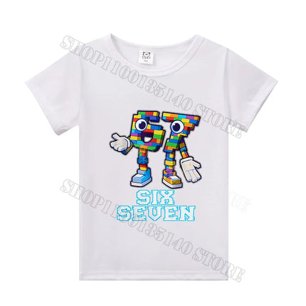 Steal A Brainrot Short Sleeve Children T-shirt 67 Six Seven Cotton Tops Tshirt Boys Girls Clothing Fashion Funny Meme T-shirts