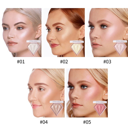 Natural Diamond Highlighter Powder 5 Color Shimmer Contour Nose Shadow Brightening Face Makeup Cosmetics Palette