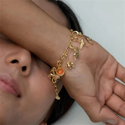 Animal Series Pendant Stainless Steel DIY Small Pendant Vacuum Plated 18K Gold Color-Preserving Accessory in Furnace