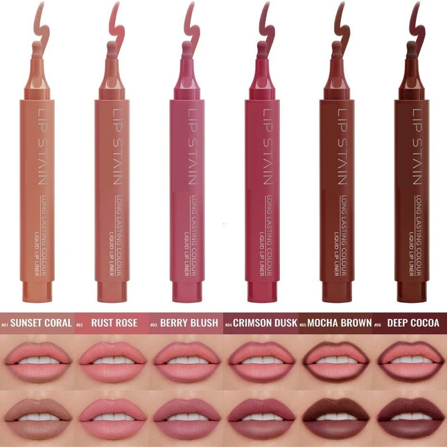 6 Colors Liquid Lip Liner Pencil Long Lasting Nude Lipstick Matte Lip Liner Stick Non-stick Cup Natural Lips Contour Pen Makeup