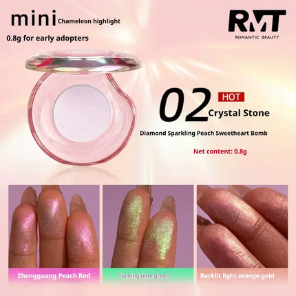 RMT Chameleon Highlight Pink Purple Fine Powder Cream Blusher Shiny ROMATIC Face Brighten High Gloss Integrated Plate Makeup