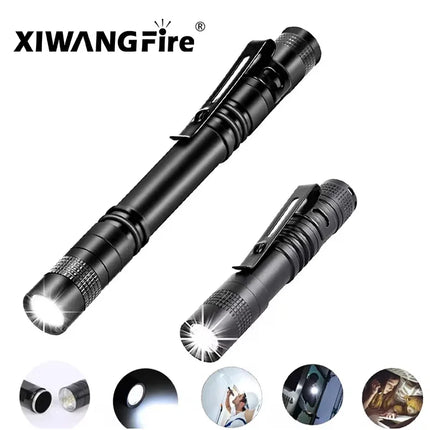 EDC Flashlight Mini Aluminum Alloy High Lumens Portable Pen Torch with Clip for Camping Cycling Reading Hiking Emergency Light