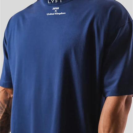 LYFT 100% Cotton Men's Gym T-Shirt Loose Fit Short Sleeve Sport Fitness Running Workout Training Shirt in Sizes M to XXXL
