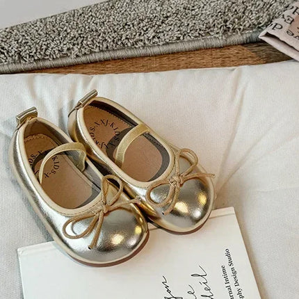 Children Little Leather Shoes for Girls 2024 Spring&Autumn New Fashion Korean Soft Bow Anti Slip Fashion Princess Single Shoes