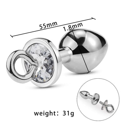 Metal Butt Plug with Jewelry Crystal Fox Tail Detachable Anal Plug Traction Pull Chain Sex Toys SM Game Adults Masturbator Sex