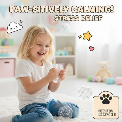 Cute Transparent Cat Paw Empty Ball Shell DIY Squeeze Stress Relief Toy Hollow Plastic Paw Shape Fidget Sensory Toy Container