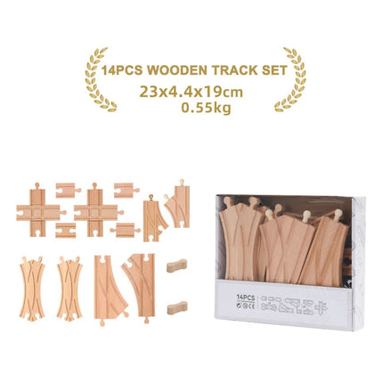 NEW Wooden Track Set Beech Wood Track Expansion Package Railway Train Track Set Fit for All Brands Trains Toys for Kids Gifts