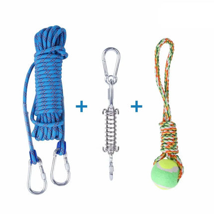 Bite Resistant Dog Spring Pole Toys 5M Cotton Rope Dog Teething Toy Dog Spring Pole Toys Tug Hanging Exercise Cotton Rope
