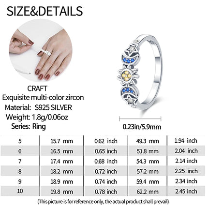 Rings For Women 100% 925 Sterling Silver Pink Heart Crown Star Moon Snowflake Zircon Rings Fashion Engagement Wedding Jewelry