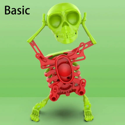 Dancing and Swinging Skull Toy Dancing Skeleton Wind Up Skeleton Clockwork Lighted Action Figure Articulated Flexible Skeleton