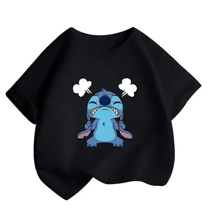 Limited Time Low Price Candy Color Stitch Kids T-Shirts | Summer New | Cute Cartoon Crew Neck Short Sleeve Tops for Boys & Girls