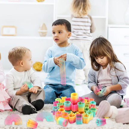 8/16PCS Mini Multi-Shaped Rainbow Magic Springs Circle Toys Kid Birthday Party Favors Giveaway Gifts Souvenir Pinata Fillers