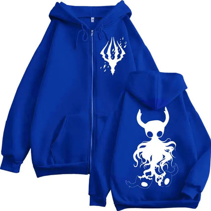 Limited Hollow Knight Game Graphic Zipper Hoodies Gothic Vintage Zip Up Hooded Sweatshirts Men Women Fashion Casual Pullovers