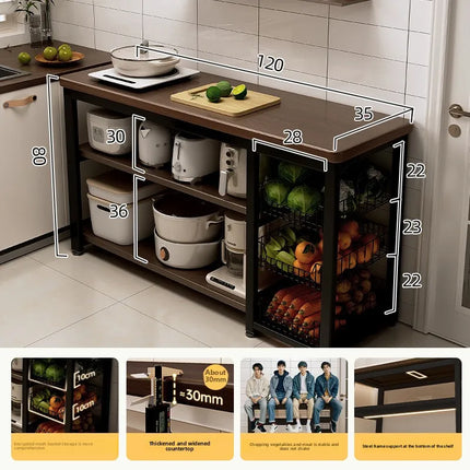 Multifunctional Storage Rack Thick Countertop Heavy Duty Shelf Unit for Kitchen Pantry Garage Home Furniture Organizer Cabinet