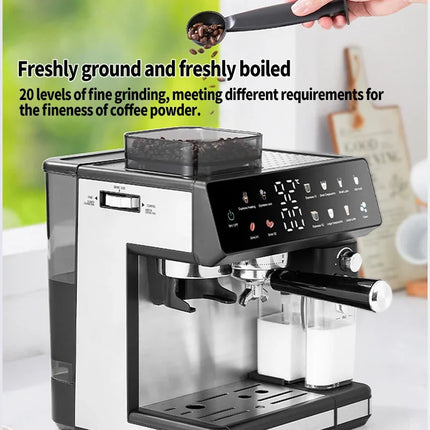 Multifunctional fancy automatic coffee machine, commercial milk frothing and grinding integrated coffee machine